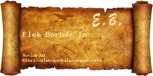 Elek Borbála névjegykártya